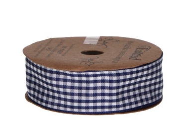 Wstążka kratka granat 2,5cm 10m