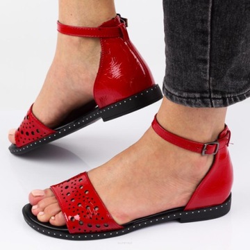 Czerwone sandały damskie M.DASZYŃSKI 2060-16 r39