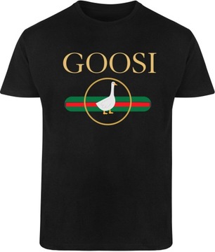 T-SHIRT MĘSKI NA PREZENT PARODIA GOOSI ŚMIESZNA KOSZULKA CZARNA R-L A74