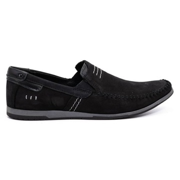 Buty męskie mokasyny skórzane 876 czarne 47