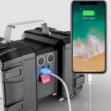 МОЩНЫЙ АККУМУЛЯТОРНЫЙ ФОНАРЬ, СВЕТОДИОДНЫЙ COB ПОИСК USB