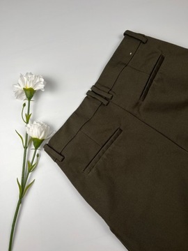 Proste spodnie damskie 7/8 cygaretki oliwkowe gładkie na gumce H&M r. 40