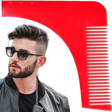 PROFESJONALNY Grzebień do stylizacji BRODY Zarostu WĄSA SZABLON BARBER