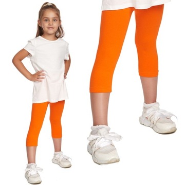 LEGGINSY DZIECIĘCE 3/4 GETRY DZIEWCZĘCE POMARAŃCZ