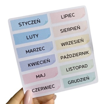 Naklejki do planera, kalendarza, Miesiące