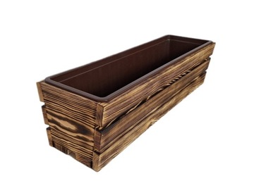 ДЕРЕВЯННАЯ БАЛКОННАЯ ЦВЕТОЧНАЯ КОРОБКА СО ВСТАВКОЙ, 80 СМ