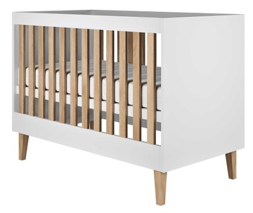 BIAŁE DREWNIANE DZIECIĘCE NIEMOWLĘCE ŁÓŻECZKO KUBI