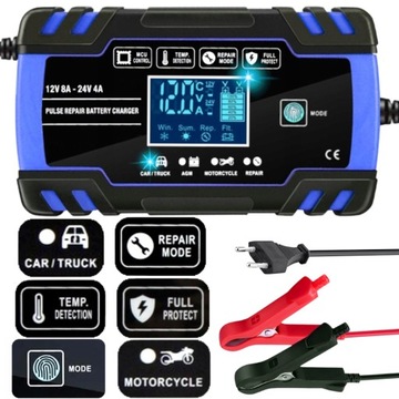 Prostownik AUTOMATYCZNY Z FUNKCJĄ NAPRAWY 12V 24V