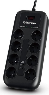 LISTWA ZASILAJĄCA CyberPower 8 gniazd 1.8m 2xUSB