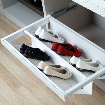 PÓŁKA WYSUWNA NA BUTY ELIS W600 MIĘKKI DOMYK BIAŁA