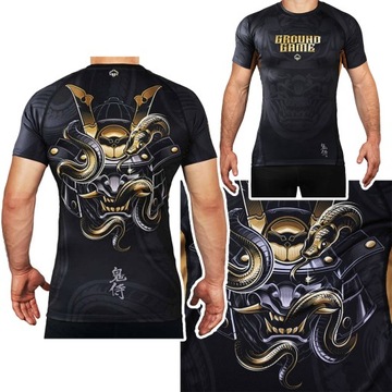 Rashguard z krótkim rękawem męski Ground Game Oni Samurai Czarny r. XL
