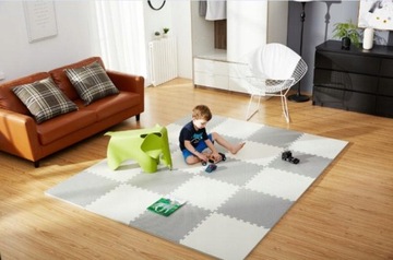 БОЛЬШОЙ КОВРИК ПЕННЫЙ, ПАЗЛ ПЕННЫЙ 60х60 см, 4 шт. RICOKIDS БЕЛЫЙ-СЕРЫЙ.