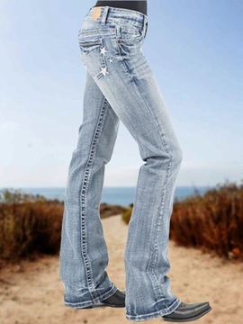 Jeansy damskie slim fit haftowane spodnie damskie plus size