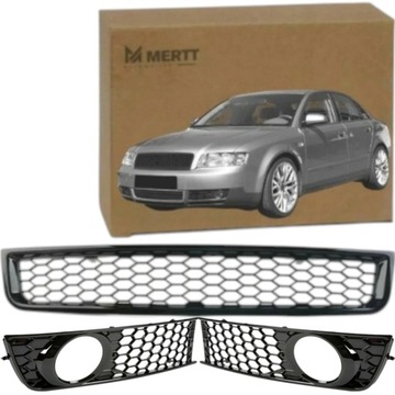 AUDI A4 B6 MALÉ MŘÍŽKY MASKA PŘEDNÍ ZÁSLEPKY NÁRAZNÍKU RS LOOK BLACK