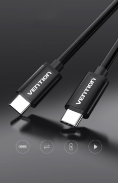 VENTION USB 3.1, 2 порта Type-C, быстрая зарядка QC, 3 А — 1,5 м