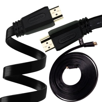 KABEL HDMI 1.4b - 10metrów PŁASKI ZŁOTY 4K FULL HD