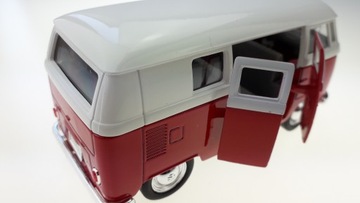 АВТОБУС WELLY 1963 VW VOLKSWAGEN T1 БЕЛЫЙ И КРАСНЫЙ НОВАЯ МЕТАЛЛИЧЕСКАЯ МОДЕЛЬ 1:34