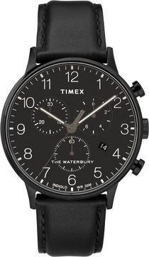 Zegarek męski czarny na pasku TIMEX chronograf podświetlanie data