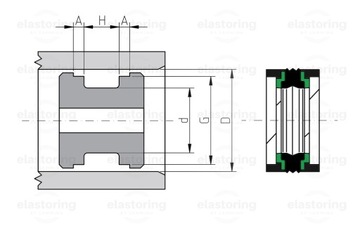 PAKIET TŁOKOWY PIĘCIOELEMENTOWY USZCZELNIACZ TŁOKA KGD 50x40x12,5