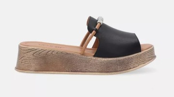 VENEZIA 433R1 BLACK czarne klapki na koturnie r. 39