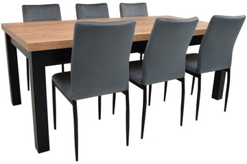 Komplet do salonu STÓŁ ROZKŁADANY 100x200/300 i 6 krzeseł TAPICEROWANYCH