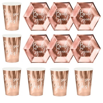Zestaw Talerzyki Kubeczki Panieński Rose Gold 12sz