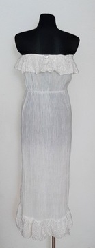 277. OCEAN CLUB biała asymetryczna sukienka haft r 38
