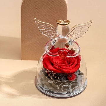 ВЕЧНАЯ РОЗА, АНГЕЛ РУЧНОЙ РАБОТЫ С МОТИВОМ FOREVER ROSE ENGEL, ПОДАРОК