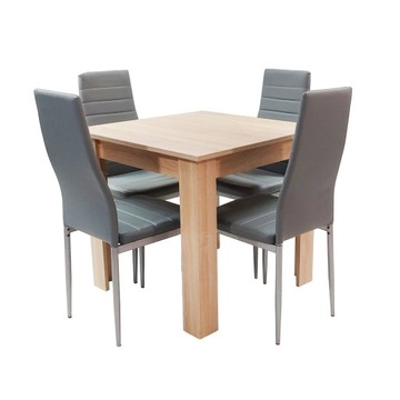 Zestaw stół Modern 80x80 4 szare krzesła Nicea