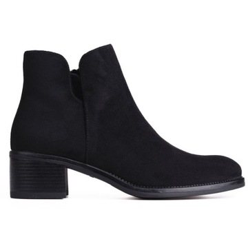 BOTKI DAMSKIE SERGIO LEONE BT603 CZARNE NA OBCASIE SUWAK WYGODNE