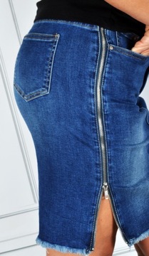 Spódnica Jeans Jeansowa Przecierana z zamkami #