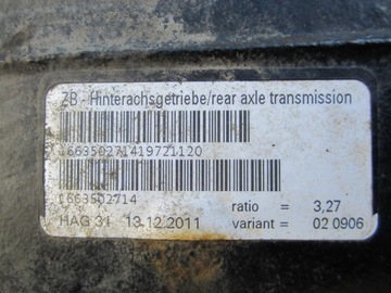 DIFER ZADNÍ NÁPRAVA MERCEDES ML W166 3.0 CDI 3.27