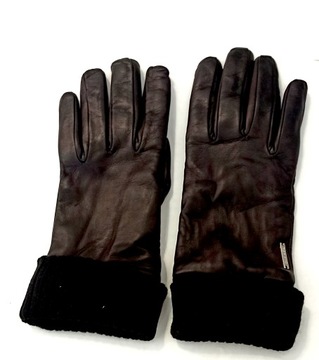 Czarne skórzane damskie rękawiczki Diesel