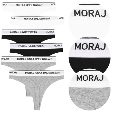 6x STRINGI MAJTKI DAMSKIE Bawełniane Kobiece Zestaw 6 Pak MORAJ r. M