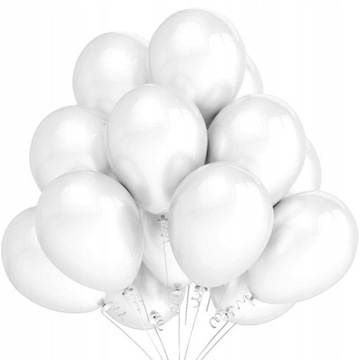 Balony białe pastelowe matowe na ślub komunię chrzest mocne trwałe 100szt.