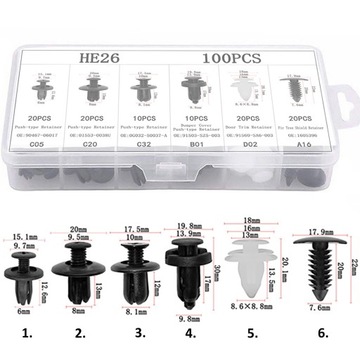 Зажимы Булавки Зажимы Съемник обивки автомобиля НАБОР 103 шт.
