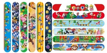 BRANSOLETKI ZATRZASKOWE POSTACIAMI SUPER MARIO DLA DZIECI 12SZT