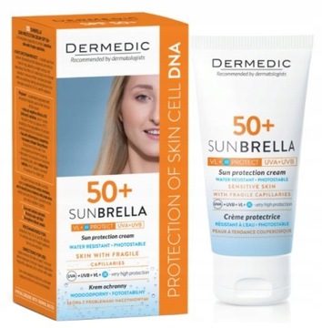 Dermedic Sunbrella SPF50+ Krem ochronny do skóry wrażliwej i naczynkowej
