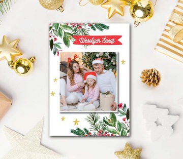 ФОТО РОЖДЕСТВЕНСКИЕ ОТКРЫТКИ с новогодним фото + конверт