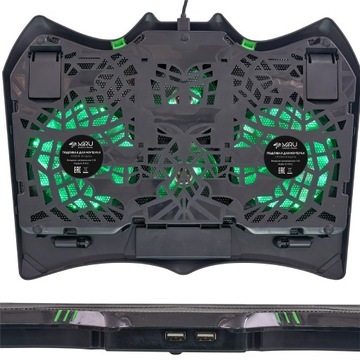 ОХЛАЖДАЮЩАЯ ПОДСТАВКА ДЛЯ НОУТБУКА 15,6 ДЮЙМА, ЧЕРНАЯ, РЕГУЛИРУЕМАЯ ПОДСТАВКА С СВЕТОДИОДНОЙ СВЕТОДИОДНОЙ ПОДДЕРЖКОЙ И USB