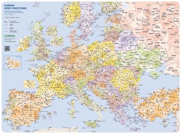 EUROPA KODOWA MAPA PODKŁADKA KODY POCZTOWE