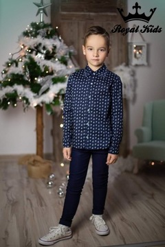 Koszula Granatowa Print Biały ROYAL KIDS roz.158
