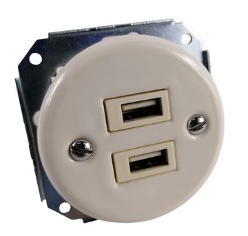 Керамическая розетка скрытого монтажа 2x USB ANTICA loft