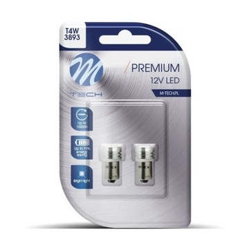ŻARÓWKA LED DUO dioda 12V BA9S 4W BIAŁA 1W M-Tech