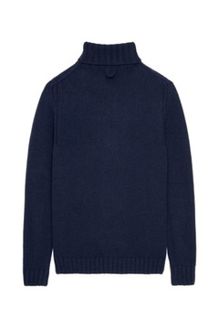 ZARA MAN GRUBY SWETER GOLF WEŁNA + KASZMIR LUX GRANATOWY S