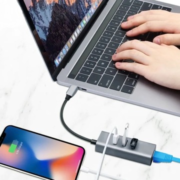 СЕТЕВАЯ КАРТА СЕТЕВОЙ АДАПТЕР RJ45 3 ПОРТА USB 3.0 100/1000 Мбит/с ETHERNET