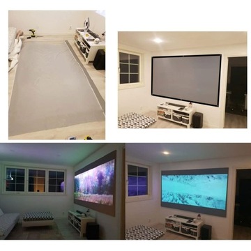 EKRAN PROJEKTORA ŚCIENNY 84 CALE MATERIAŁEM ŚWIATŁOWODOWYM O DUŻEJ GĘSTOŚCI