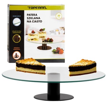 PATERA NA CIASTO TORT SZKLANA OBROTOWA OKRĄGŁA JEDNOPOZIOMOWA CZARNA 11CM