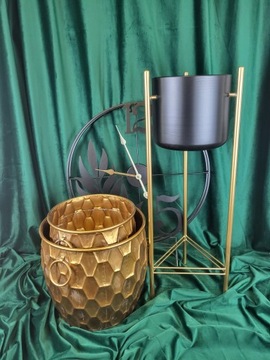 НАБОР МЕТАЛЛИЧЕСКИХ КРЫШЕК ДЛЯ ЦВЕТОЧНЫХ ВАЗОВ ИЗ 2 ЗОЛОТЫХ ЧАСТЕЙ