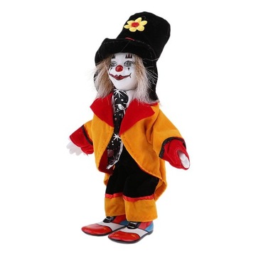 Funny Clown Porcelain Doll with Colorful Costume